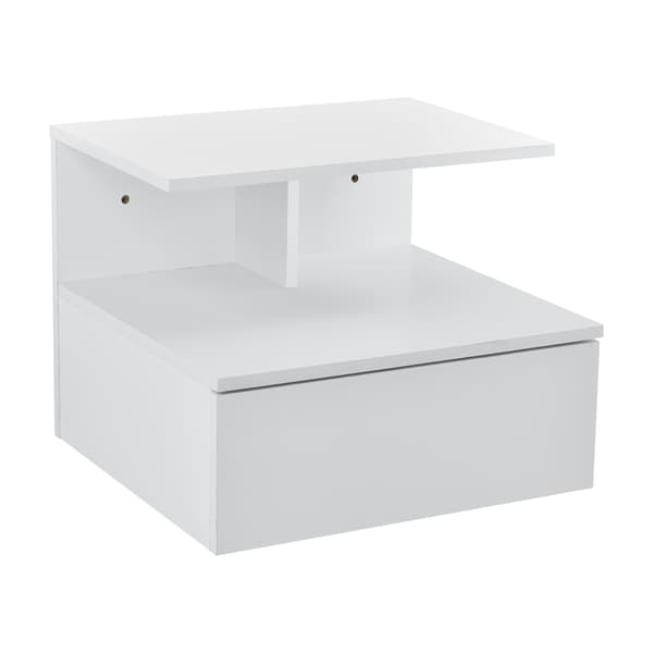[en.casa]® Vægmonterende Skab med Skuffe - 40x35x31cm - spånplade - hvid