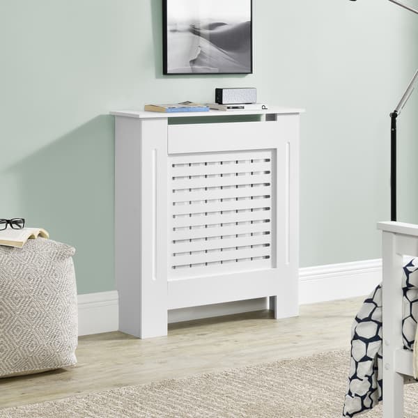 [en.casa] Elementskydd med förvaring-78x19x82cm-vitlackerad MDF