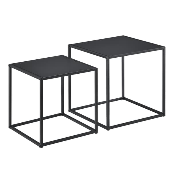 [en.casa]® Soffbord / Sidobord Ulrika-metall-40x40x40cm-35x35x35cm-reptålig-svart-matt