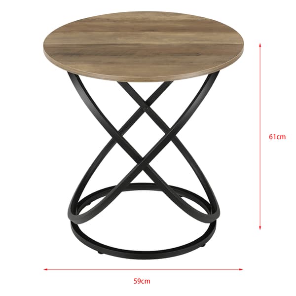 [en.casa] Sofabord Sidebord Lumsden - 61x59cm - metal/spånplade - rund - sort/træ optik