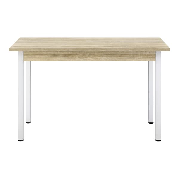 [en.casa]® Matbord Den Haag-120x60x75cm-pulverlackerat stål-melaminbelagd MDF-ek imitation-vit-plats för 4