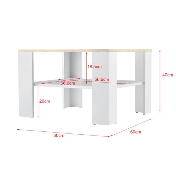 [en.casa]® Soffbord Aachen-60x60x40cm-vit-ek imitation