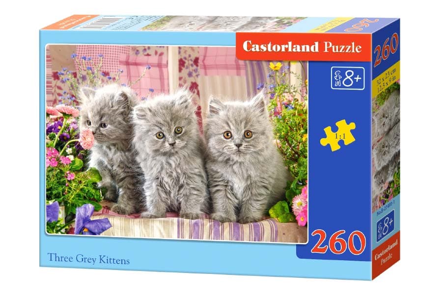 Castorland Pussel - Tre gråa kattungar, 260 Bitar