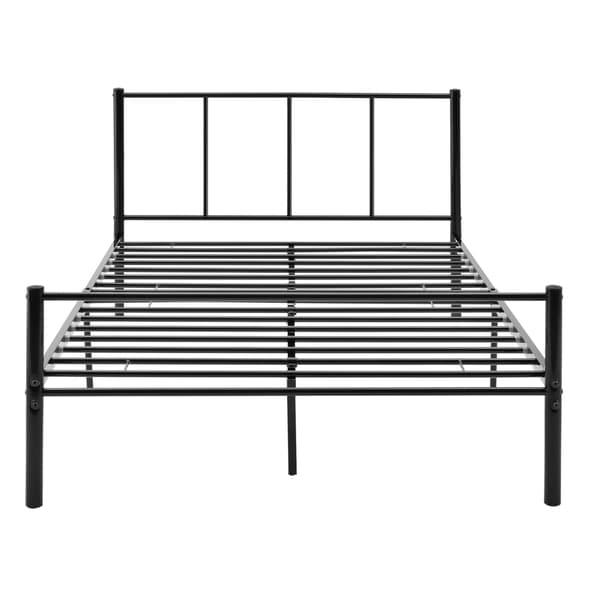[en.casa]® Sängstomme i metall med ribotten-200x120cm-pulverlackerat stål-svart