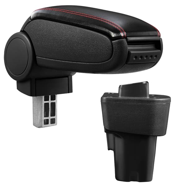 [pro.tec]® Armlæn til Kia Picanto Generation 2 (2011-) - kunstlæder - sort med rød søm