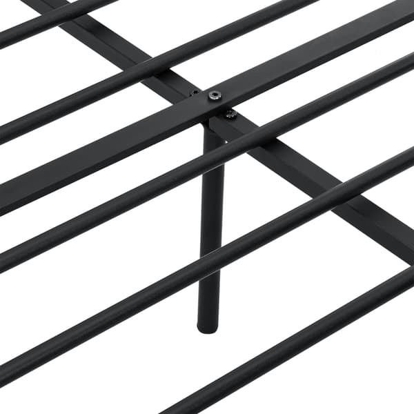 [en.casa]® Sängstomme Finse i metall inkl. ribbotten-Total:208,5x144x80,5cm-Bäddmått:200x140cm-pulverlackerat stål-matt svart-valnöt imitation-max.belastning:300kg