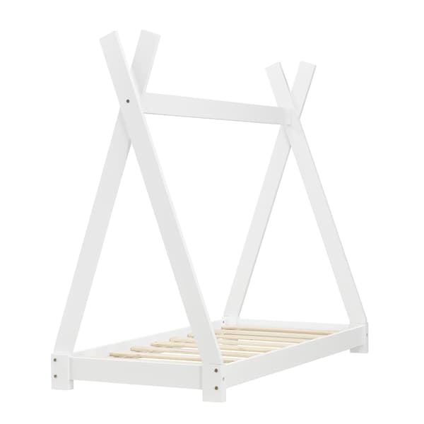 [en.casa]® Barnsäng tipitält inkl. madrass-70x140cm-vit