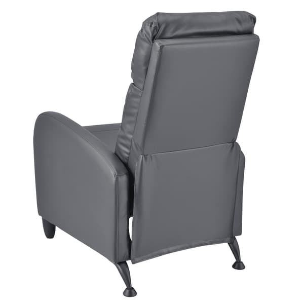 [en.casa] ® Relax lænestol Cleo-polstret-102x60x92cm-siddehøjde: 46 cm-PU kunstlæder-metal-grå-sort-justerbar ryg