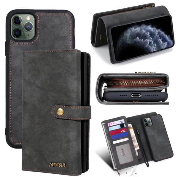 iPhone 11  - Plånboksfodral / Magnet Skal 2 Färg Coffee-Röd