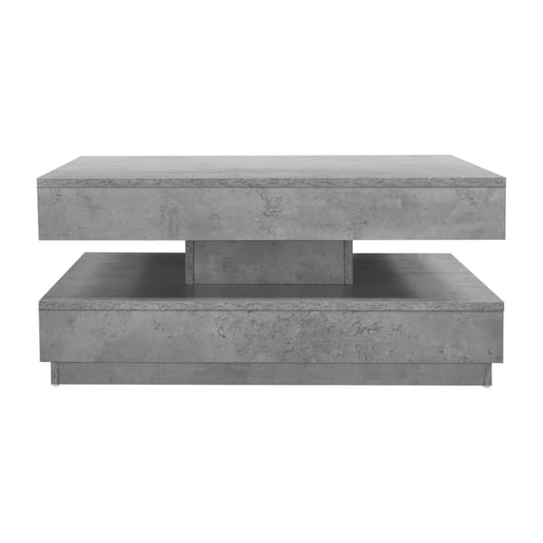 [en.casa] Sofabord - 76x76x38cm - spånplade - med hylde - drejende bordplade - betonfarvet