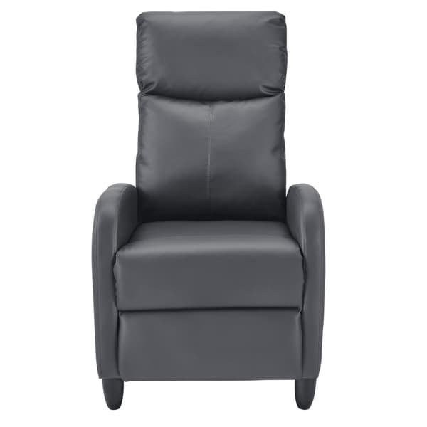 [en.casa] ® Relax lænestol Cleo-polstret-102x60x92cm-siddehøjde: 46 cm-PU kunstlæder-metal-grå-sort-justerbar ryg