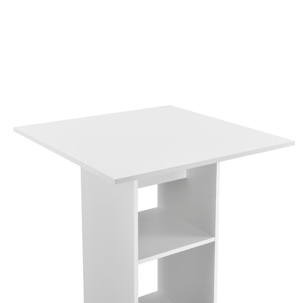 [en.casa] Barbord Visby-70x70x110cm-med hylde-hvid-melaminovertrukket spånplade