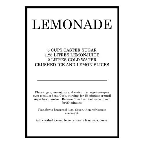 LEMONADE RECEPT POSTER