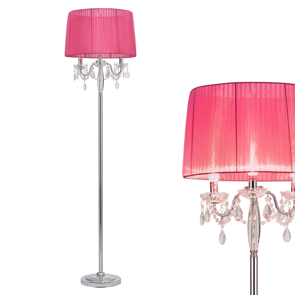 Bild av [lux.pro]® Elegant golvlampa - Noble Purple 3 x E14 - 40W - pink / krom
