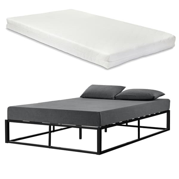 [en.casa]® Säng Fulda i metall med madrass-160x200cm-svart-reptålig