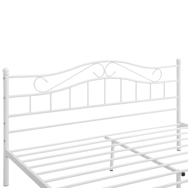 [en.casa]® Sängstomme Florenz i metall med madrass-vit-140x200cm