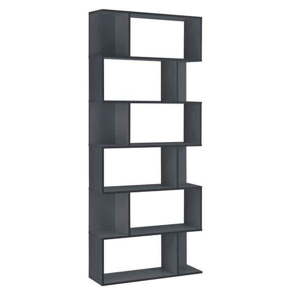 [en.casa]® Bokhylla Oxford-192x80x24cm-melaminbelagd spånskiva-mörkgrå-max. belastning per hylla: 8 kg