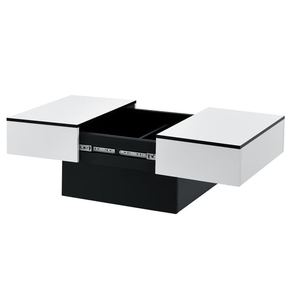 [en.casa] Soffbord Lens med inbyggd förvaring-40x80x60cm-melaminbelagd spånskiva-svart-vit högglans
