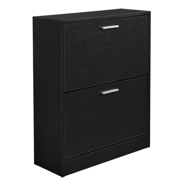 [en.casa]® Skoskåp-63x24x81cm-2 fack-svart-plats för 12 par skor
