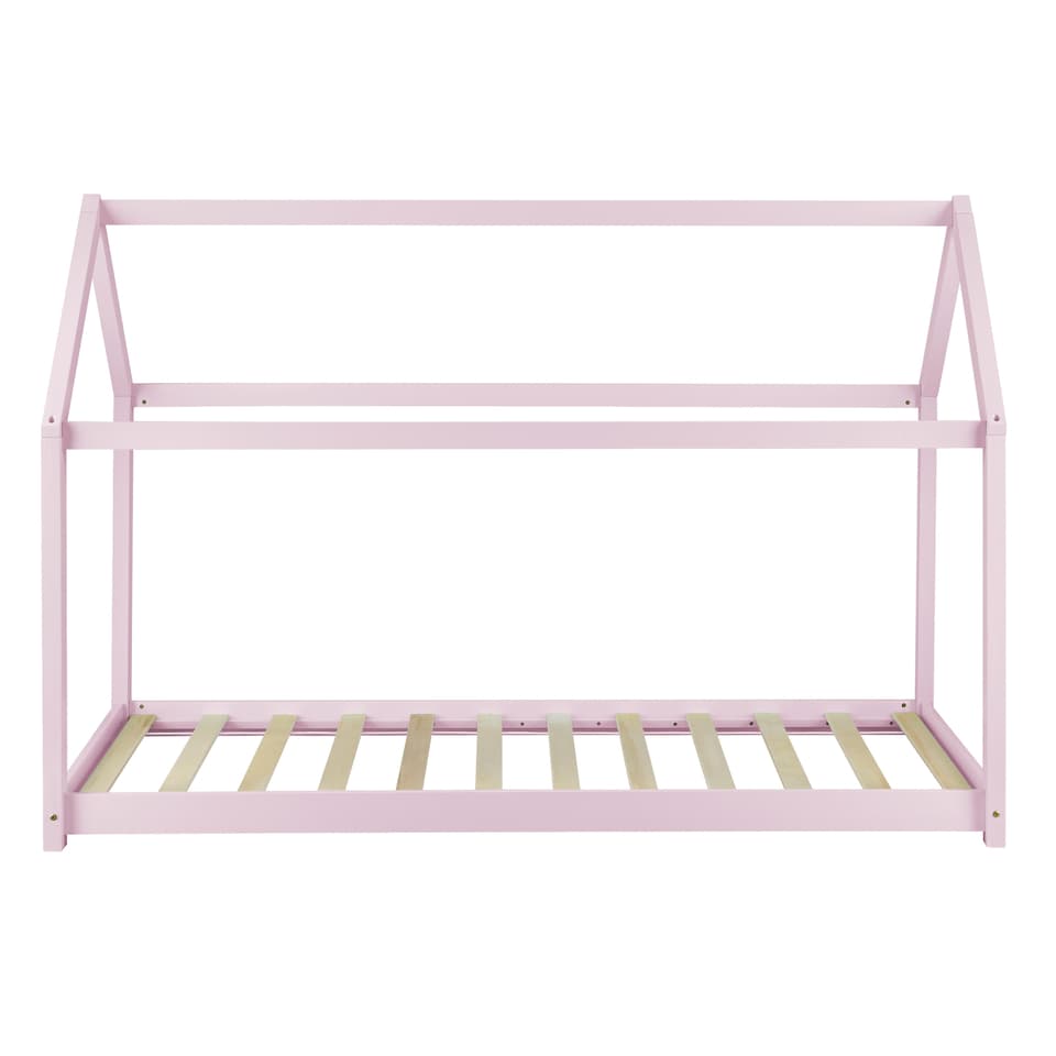 [en.casa]® Børneseng Hus - 200x90cm - fyrretræ - rosa