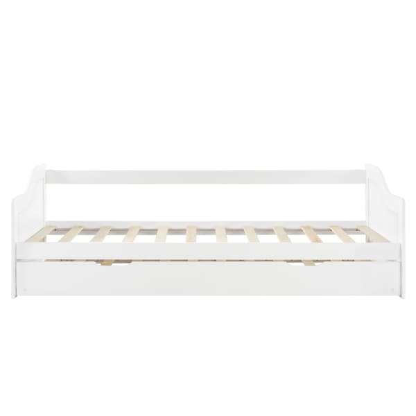[en.casa] Bäddsoffa med utdragbar undersäng-205x97x66cm-furu-vit