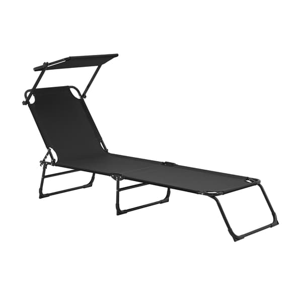 [casa.pro]® Solsäng med tak-hopfällbar-Svart