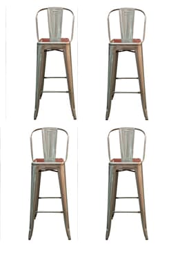 Bar france plåt barstolar galvaniserade 4 pack