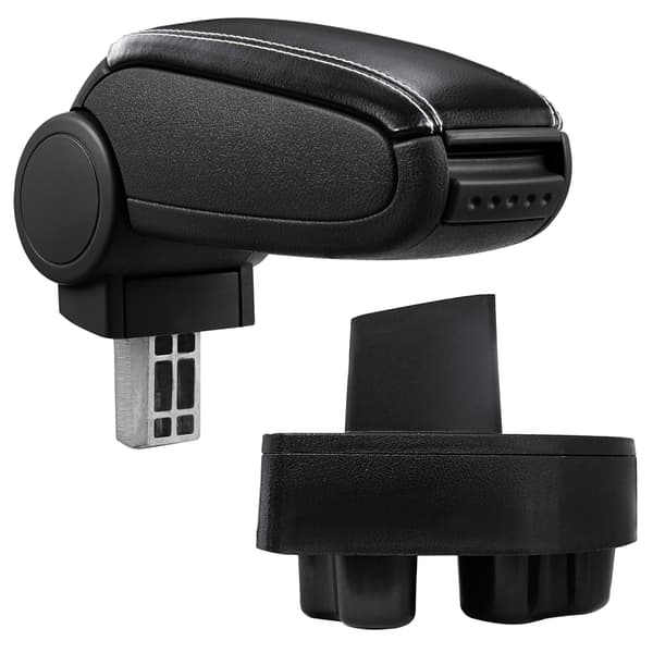 [pro.tec]® Armlæn til Opel Corsa C (oktober 2000-2006) / Opel Combo C (september 2002-2006) - kunstlæder - sort med hvid søm