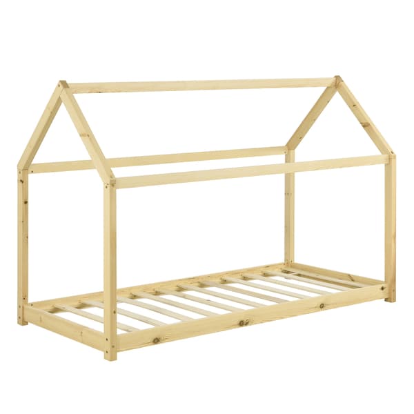 [en.casa]® Barn sängstomme Hemmet i "Hus" utförande inkl. ribbotten-160x80cm-furu-max.belastning: 70 kg