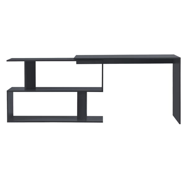 [en.casa]® Skrivbord Arendal med med hylla-76,5x120x50cm-melaminbelagd spånskiva-mörkgrå