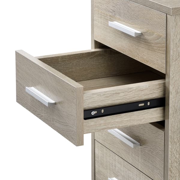 [en.casa]® Kontorsskåp på hjul-63x33x38cm-5 lådor-sonoma ek optik