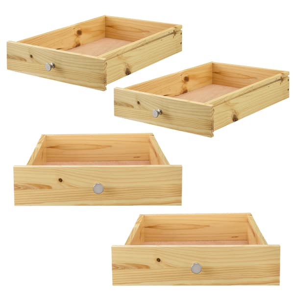 [en.casa]® 4 lådor till lastpallar med skenor-standard-9,5x37,5x44,5cm-trä optik