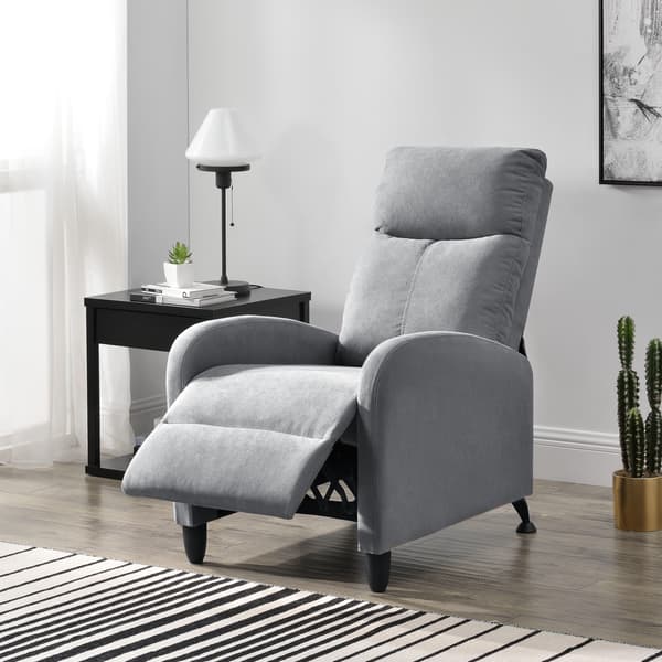 [en.casa]® Relax fåtölj Cleo-stoppad-102x60x92cm-sitshöjd:46cm-textil-polyester-metall-ljusgrå-svart-justerbar rygg