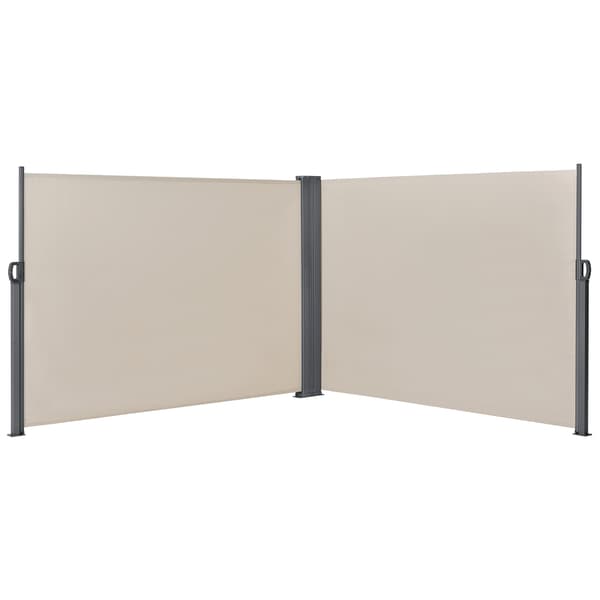 [pro.tec]® Dubbel sidomarkis-300x300x160cm-utdragbar-UV-skydd-pulverlackerad stål-sandfärg