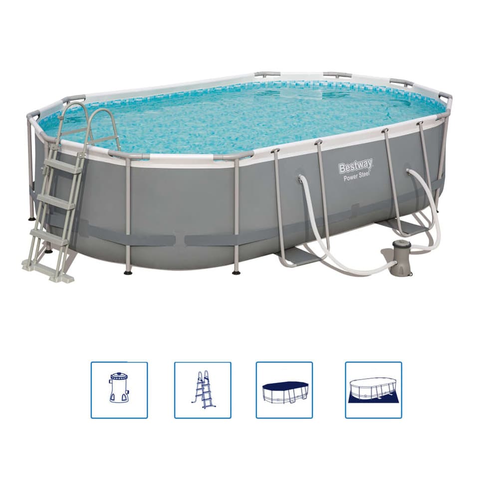 bestway pool power steel oval 488x305x107 cm 56448 cdon