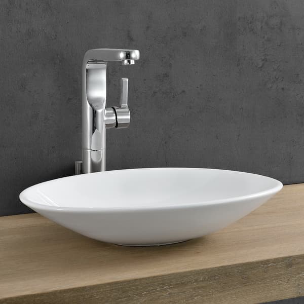 [neu.haus]® Tvättställ / Handfat för bänkskiva-50x35,5x10cm-utan blandarhål-vit-oval