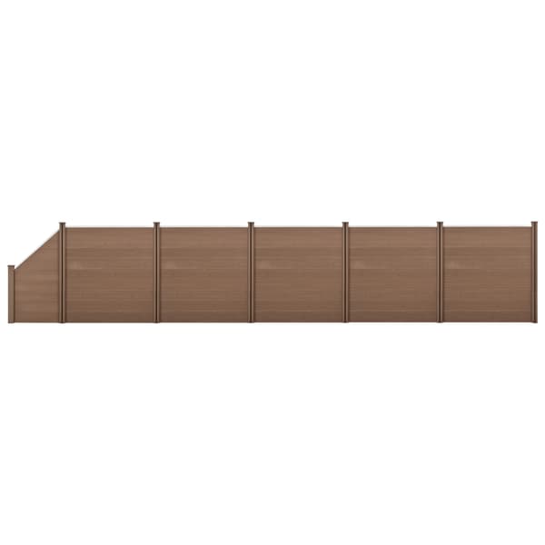 [neu.holz]® WPC Staket set med stolpe: fyrkantig, lutad-183x973cm-brun