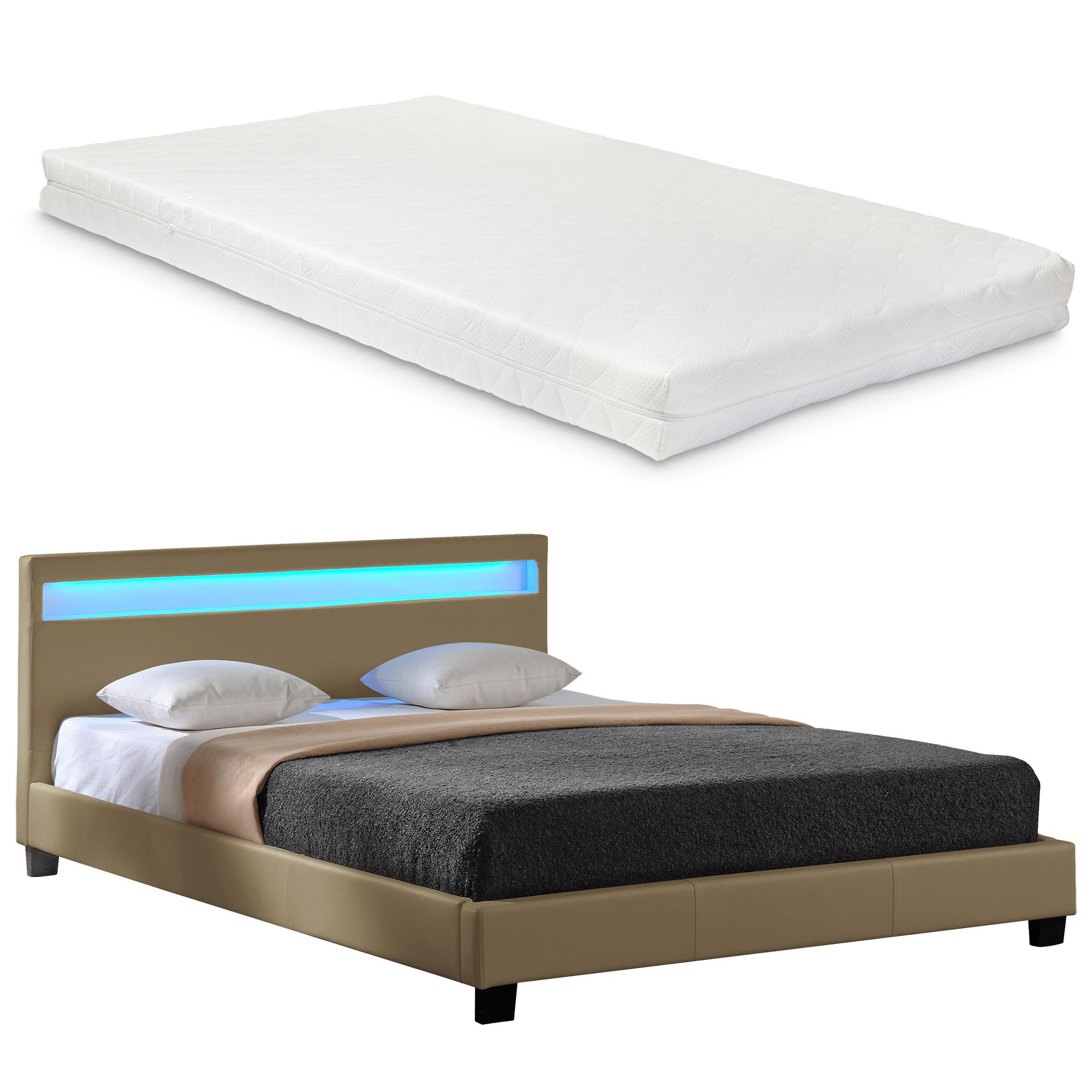 Corium® Tyylikäs verhoiltu sänky, PU tekonahka 210cm x 189cm ruskea