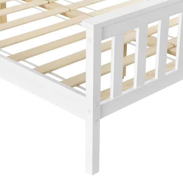 [en.casa] Sengeramme af fyrretræ med lamelbund - 200x140cm - fyrretræ - høj hovedgærde - max. belastning: 200 kg - hvid