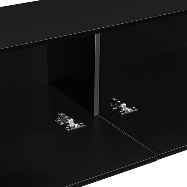 [en.casa] Väggskåp Evaton-tv-bord-sängbord-hallmöbel-med 2 lådor-140x33x30cm-melaminbelagd spånskiva-svart högglans-max. belastning: 25 kg