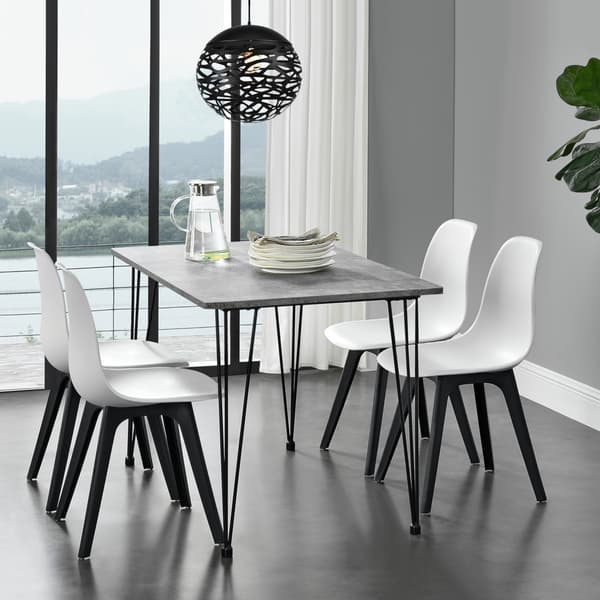 [en.casa]® Matbord med spännben-120x70x75cm-stål-MDF-betongkänsla / svart-plats för 4