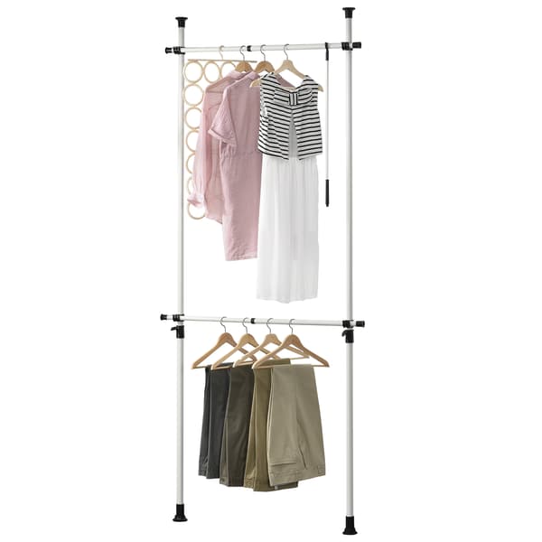 [en.casa]® Teleskop garderobsystem (justerbar bredd-höjd)-110-305cmx75-115cm-vit