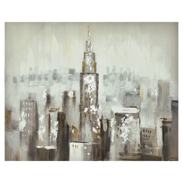 [art.work] Håndmalet maleri - skyskrabere - lærred med blindramme - 80x100x3,8cm