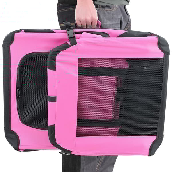 [pro.tec]® Hunde transporttaske/hundebur - S 49.5 x 34.5 cm - rosa