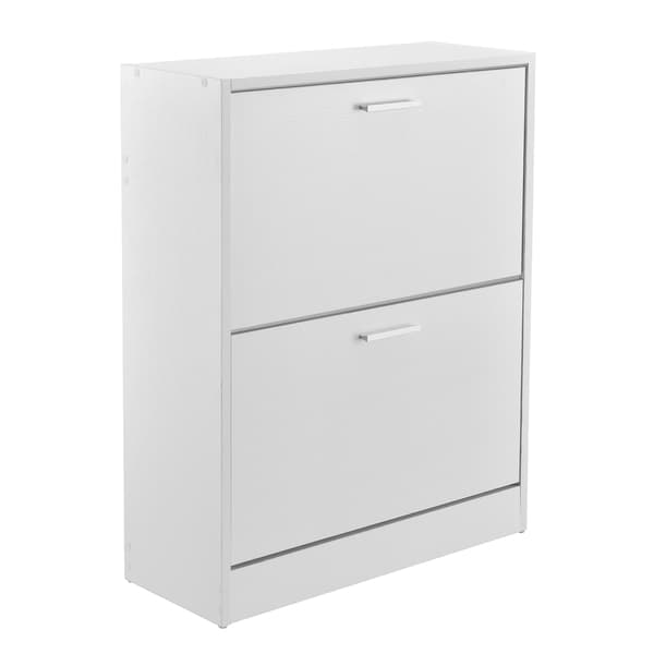 [en.casa]® Skoskåp-63x24x81cm-2 fack-vit-plats för 12 par skor