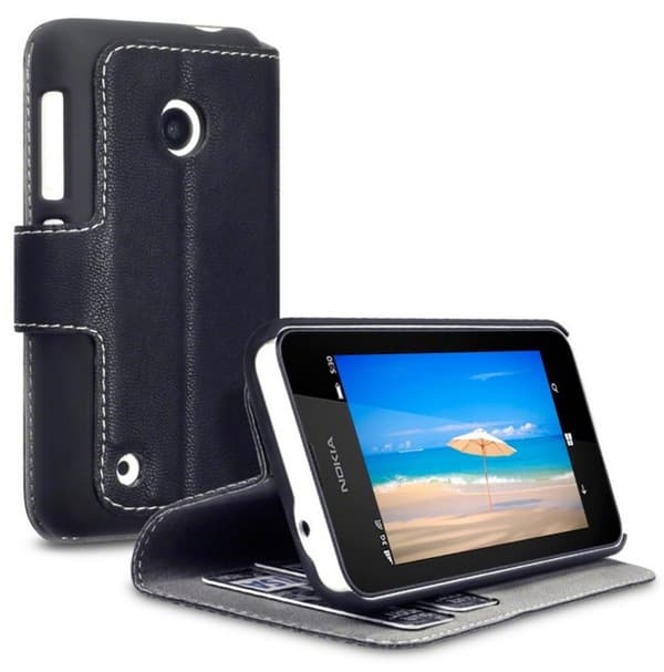 Mobilväska Lumia 530 Leather Black Slim