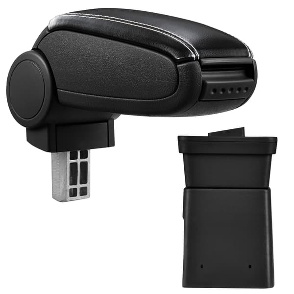 [pro.tec]® Armstöd till Dacia Logan MK1 / Dacia Sandero MK1 / Dacia Sandero MK2 med integrerat fack - konstläder - svart med vit söm