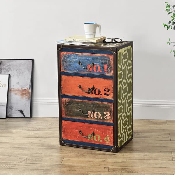 [en.casa] Byrå Goslar med 4 lådor-66x40x30cm-MDF-konstläder-flerfärgad