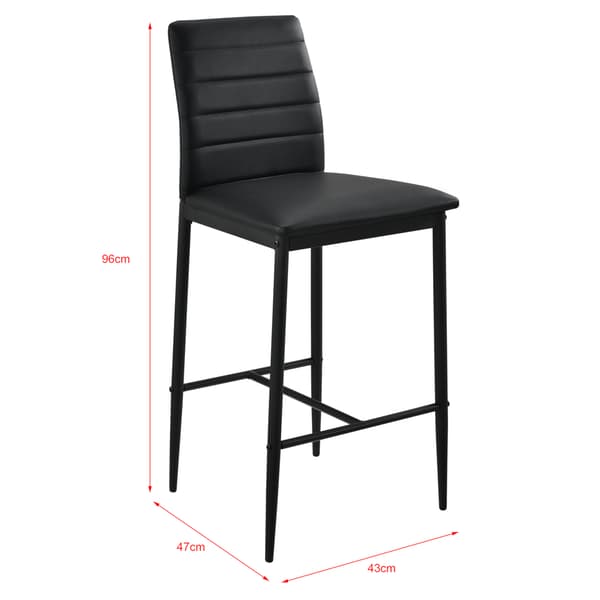 [en.casa]® Barstol Lidköping-set 2-med fotstöd-96x43x47cm-PU-konstläder-stål-svart