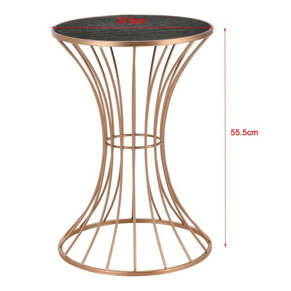 [en.casa]® Timglasformat soffbord-sängbord-55,5x37,5cm-metall-MDF-koppar-rustik träoptik